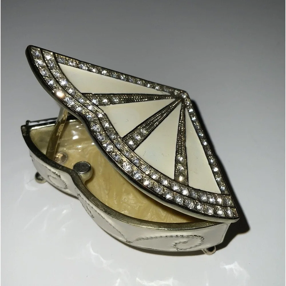 White Piano Jewelry‎ Trinket Box Bejeweled Grand Piano Swarovski Crystals Enamel